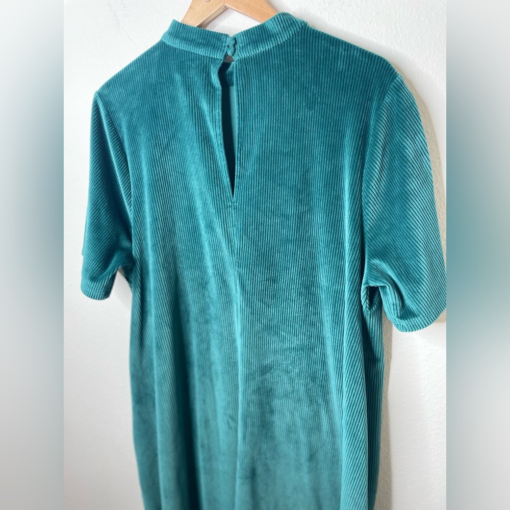 ModCloth Corduroy‎ Ribbed Green Bodycon Midi Dress Mock Neck Women's Size 2X - Picture 6 of 7